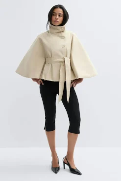 Discount Gina Tricot Short cape trench jacket Beige