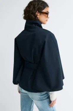 New Gina Tricot Short cape trench jacket Blauw