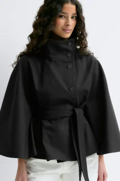 Best Gina Tricot Short cape trench jacket Zwart