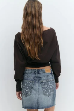 Online Gina Tricot Short denim skirt Blauw