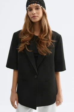 New Gina Tricot Short sleeve blazer Zwart