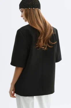 New Gina Tricot Short sleeve blazer Zwart