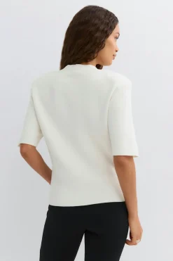 Online Gina Tricot Shoulder pad knitted top Wit