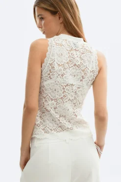 Best Gina Tricot Sleeveless lace top Wit