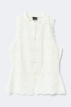 Best Gina Tricot Sleeveless lace top Wit