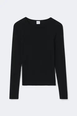 New Gina Tricot Slim fit long sleeve top Zwart