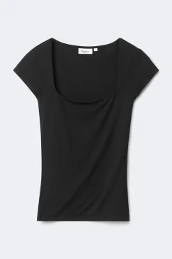 Best Gina Tricot Slim fit short sleeve top Zwart