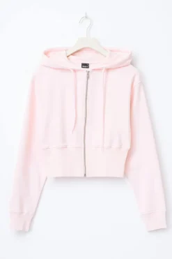 Clearance Gina Tricot Slim fit zip hoodie Roze