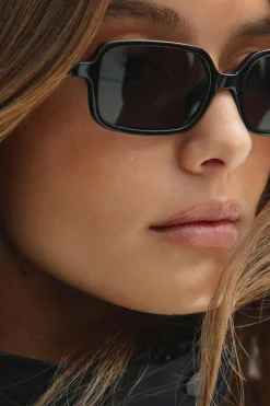 Sale Gina Tricot Slim rectangular sunglasses Zwart
