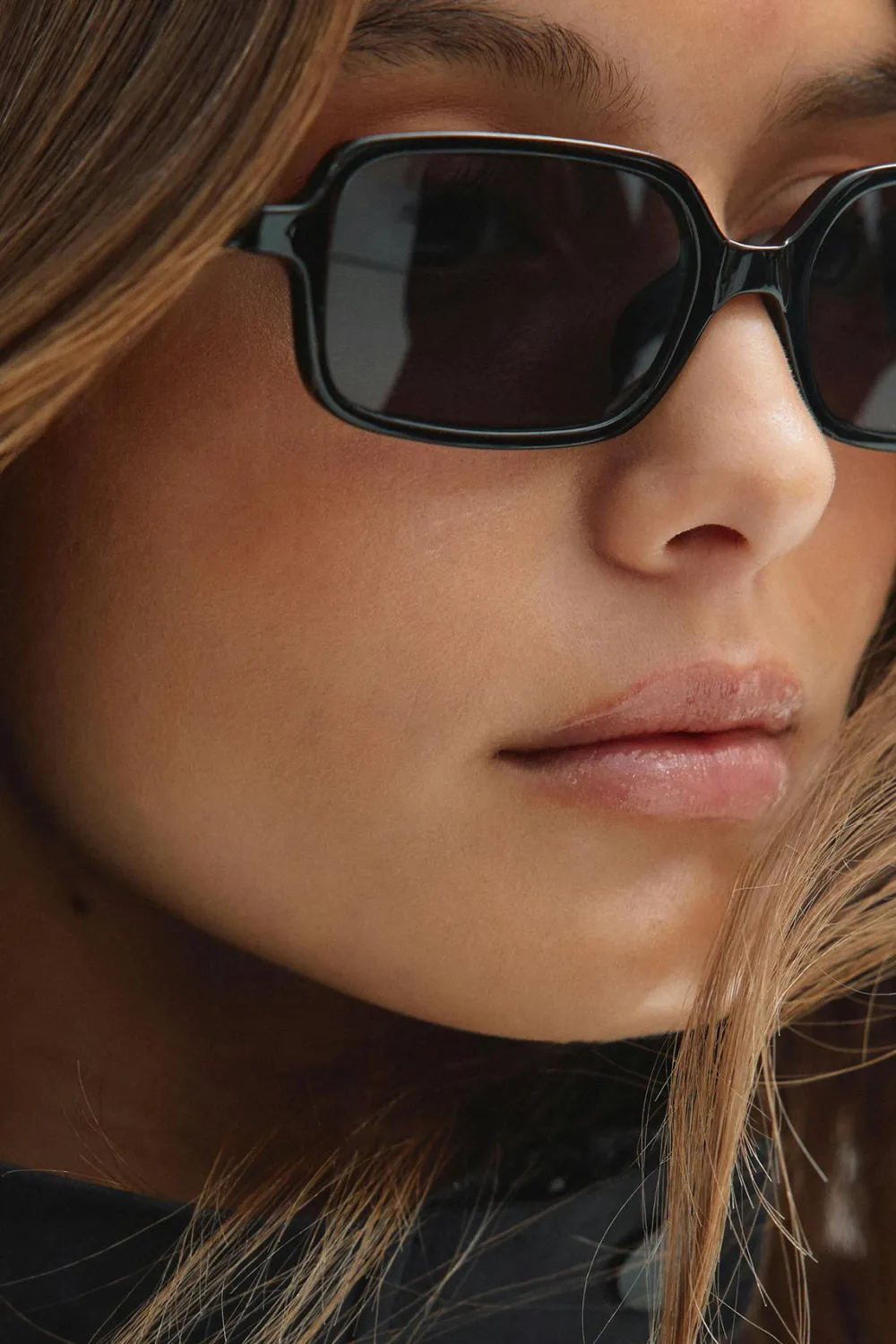 Sale Gina Tricot Slim rectangular sunglasses Zwart