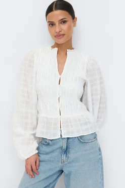 Discount Gina Tricot Smock blouse Wit