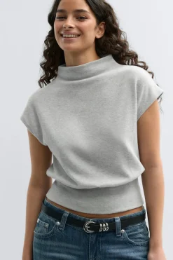 Outlet Gina Tricot Soft funnel neck top Grijsv