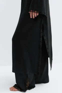 Hot Gina Tricot Soft lace loungewear robe Zwart