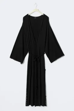 Hot Gina Tricot Soft lace loungewear robe Zwart