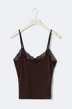 New Gina Tricot Soft lace loungewear singlet Bruin