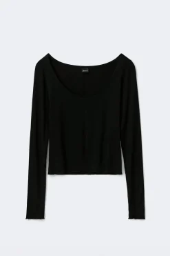 New Gina Tricot Soft layering yoga top Zwart