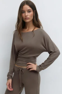 Hot Gina Tricot Soft slouchy loungewear top Bruin