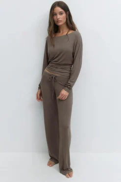 Hot Gina Tricot Soft slouchy loungewear top Bruin