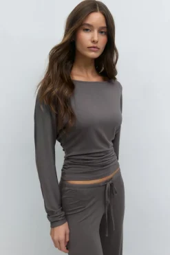Clearance Gina Tricot Soft slouchy loungewear top Grijsv