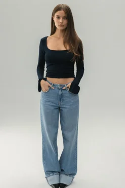 Best Gina Tricot Soft touch jersey top Blauw