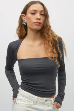 New Gina Tricot Soft touch square top Grijsv