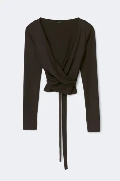 Gina Tricot Soft wrap yoga cardigan Bruin