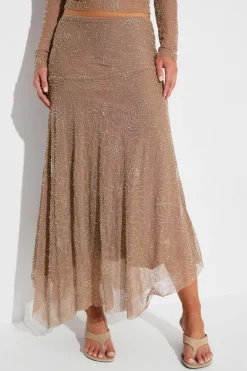 Clearance Gina Tricot Sparkle midi skirt Bruin