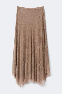 Clearance Gina Tricot Sparkle midi skirt Bruin