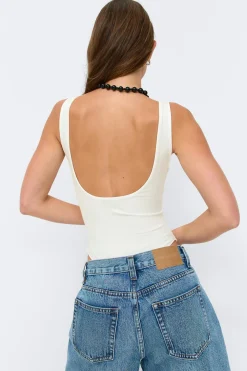 Gina Tricot Square neck body Wit