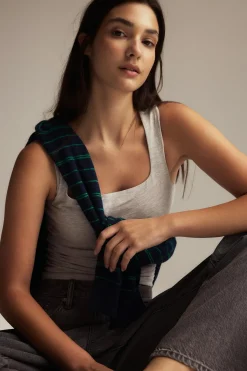 Gina Tricot Square neck tank top Grijsv