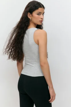 Gina Tricot Square neck tank top Grijsv