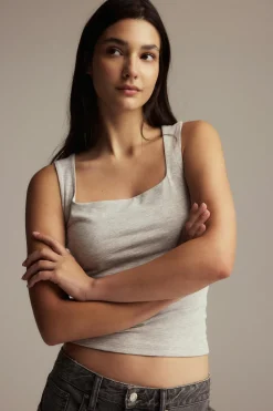 Gina Tricot Square neck tank top Grijsv