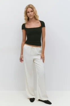 Clearance Gina Tricot Square neck top Zwart