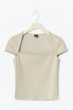 Discount Gina Tricot Square neck top Beige