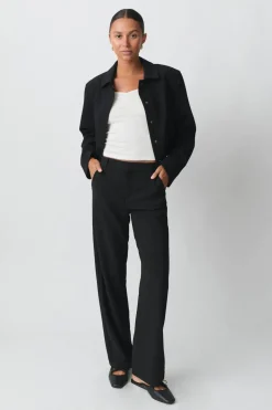 Gina Tricot Straight regular trousers Zwart