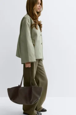 Online Gina Tricot Strap handle tote bag Bruin