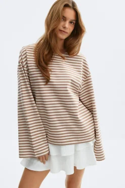 New Gina Tricot Stripe long sleeve tee Beige