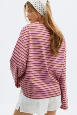 Sale Gina Tricot Stripe long sleeve tee Roze