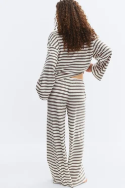New Gina Tricot Striped soft trousers Wit