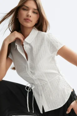 Outlet Gina Tricot Structure shirt Wit