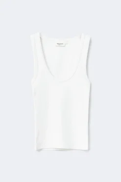 Online Gina Tricot Super stretch scoop neck tank Wit