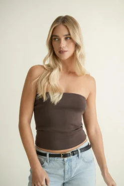Gina Tricot Super stretch tube top Bruin