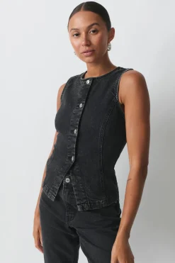 Online Gina Tricot Tailored denim vest Zwart