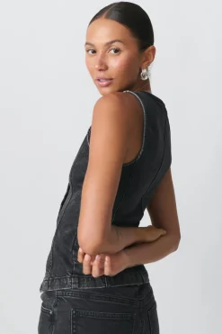 Online Gina Tricot Tailored denim vest Zwart