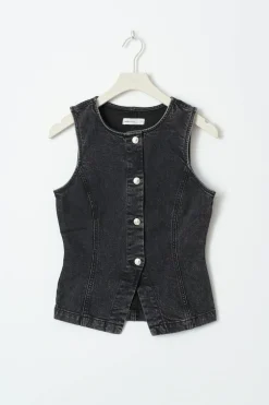 Online Gina Tricot Tailored denim vest Zwart