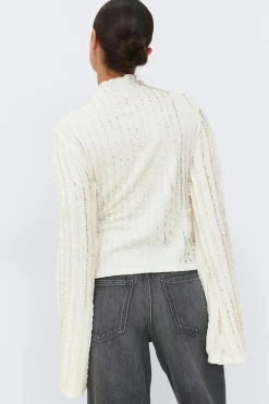 Discount Gina Tricot Textured tie detail top Wit
