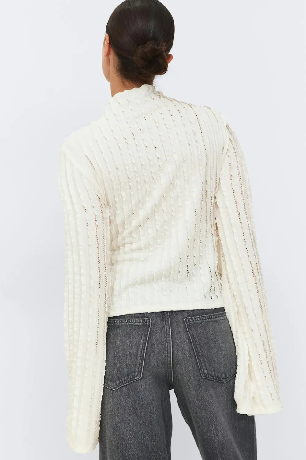 Discount Gina Tricot Textured tie detail top Wit