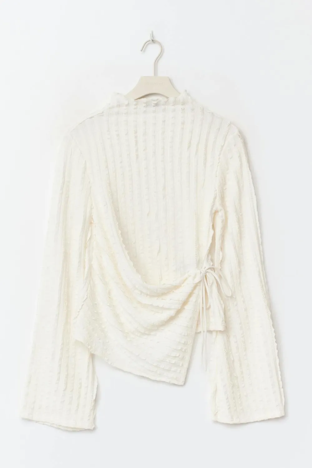 Discount Gina Tricot Textured tie detail top Wit
