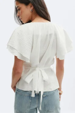 Outlet Gina Tricot Tie back blouse Wit