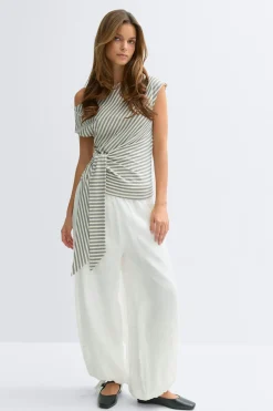 Discount Gina Tricot Tie detail stripe top Grijsv